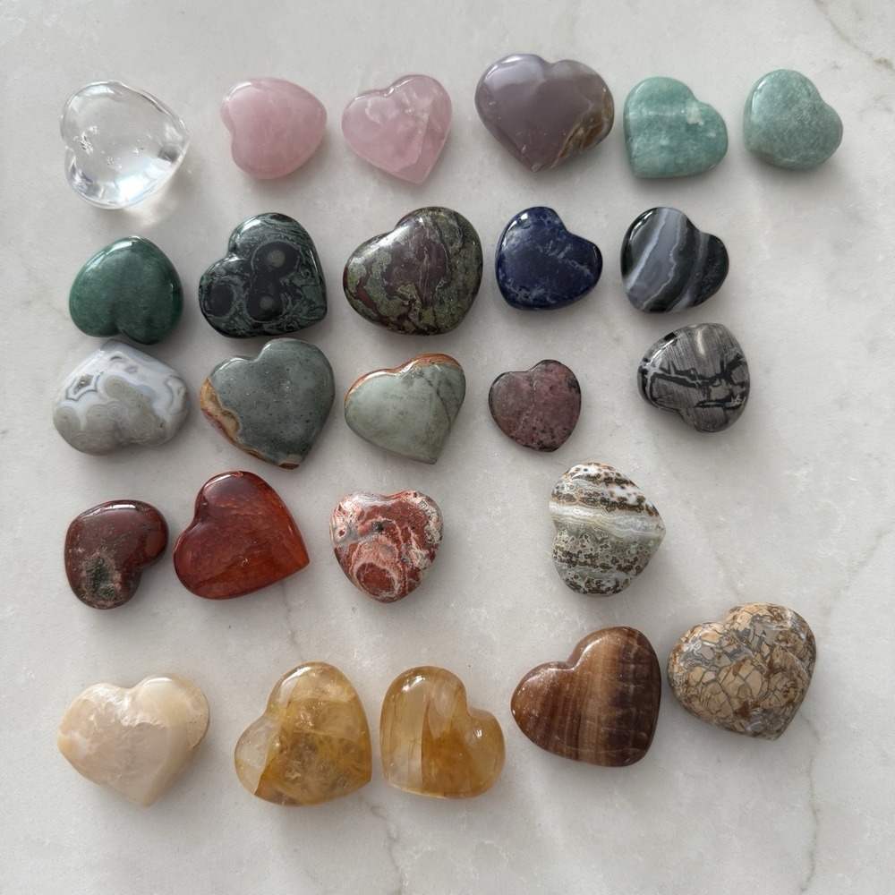 Heart/Puffy Heart Polished Stones And Healing Crystals Sold Individually LOT 1